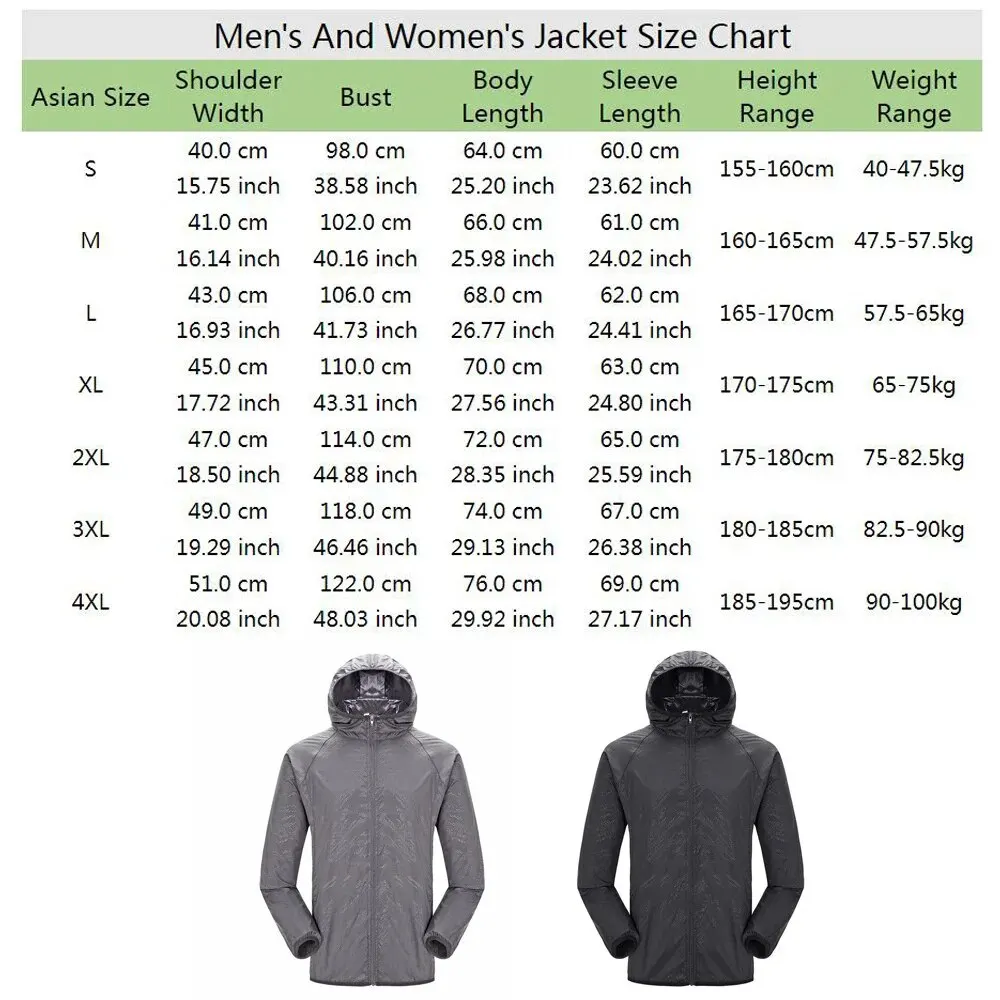 Waterproof Hiking Jackets Camping Rain Jacket for Men Women Waterproof Sun Protection Fishing Hunting Quick Dry Skin Windbreaker