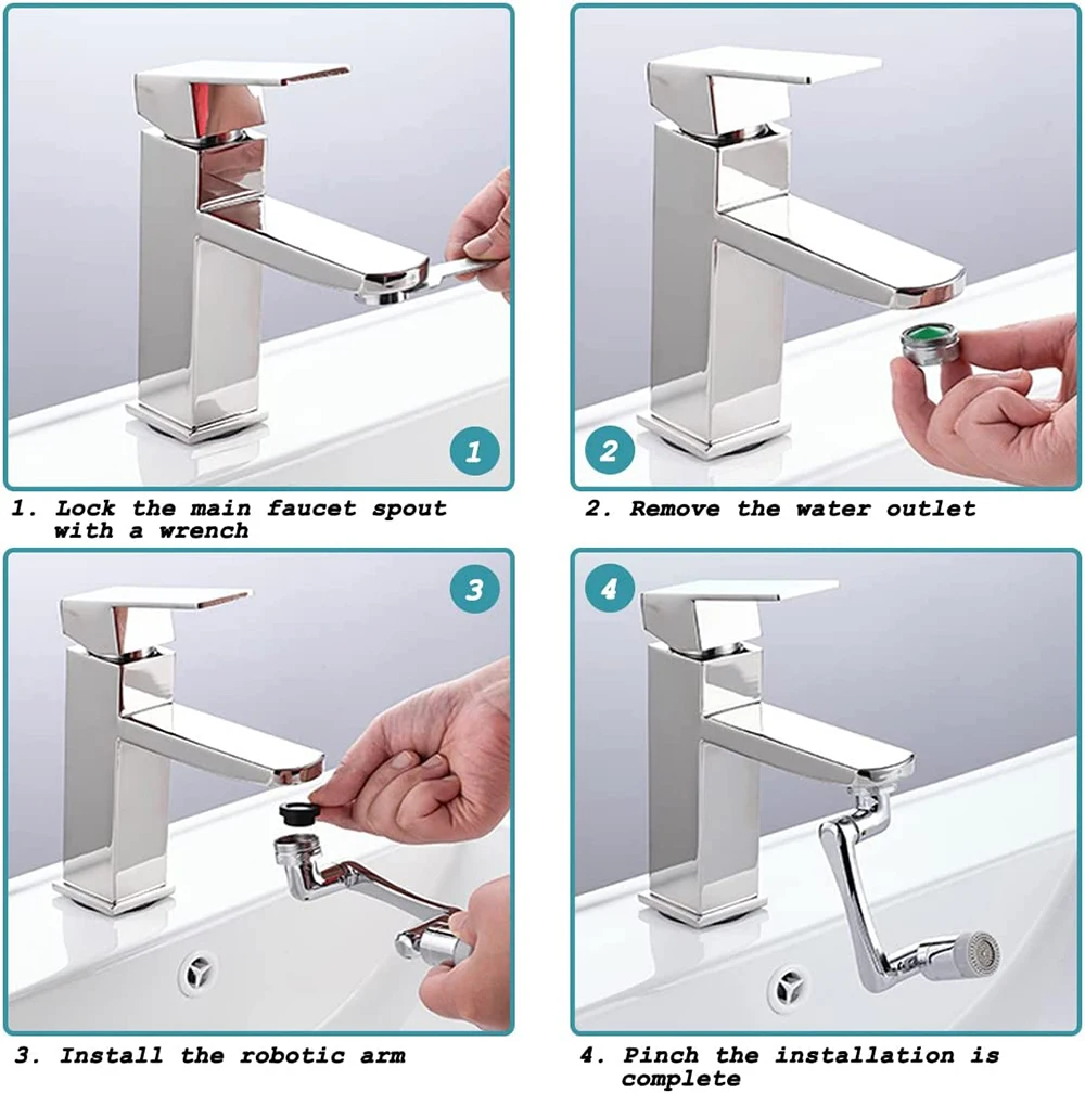 Prolongateur de robinet rotatif à 1080 °, robinet à filtre universel,  robinet pivotant, aérateur d'évier, accessoire de lavage du visage -  AliExpress