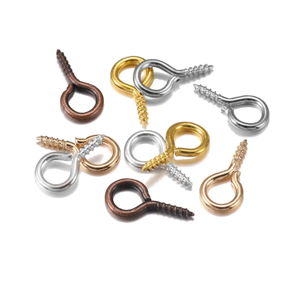 

200pcs Holder End Ring Eye Pins Connectors Small Tiny Crafts Stopper Clasp For DIY Jewelry Making