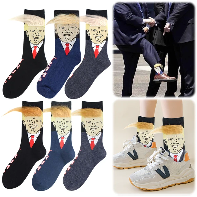 1-3pairs Trump Socks With Hair Trump Face Compression Socks Novelty Funny Wig Socks Fashion Street Style Socks for Outdoor 2