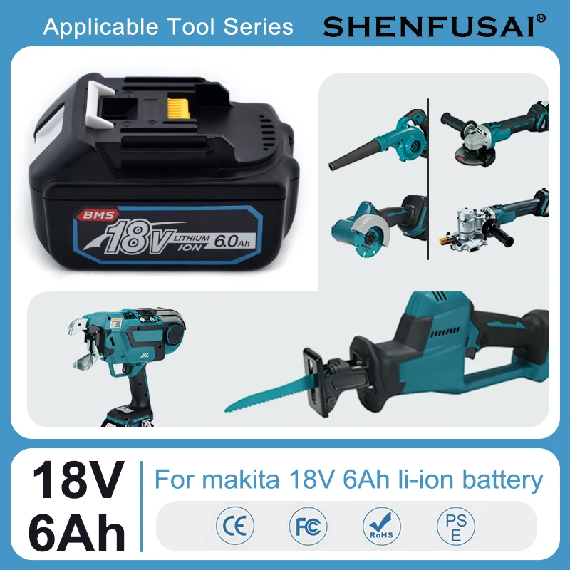 

For Makita Electric Tools Original Battery 18V 18.0Ah Opladcare Led Lithium Ion Vervangende Lxt BL1860B BL1860 BL1850+charger