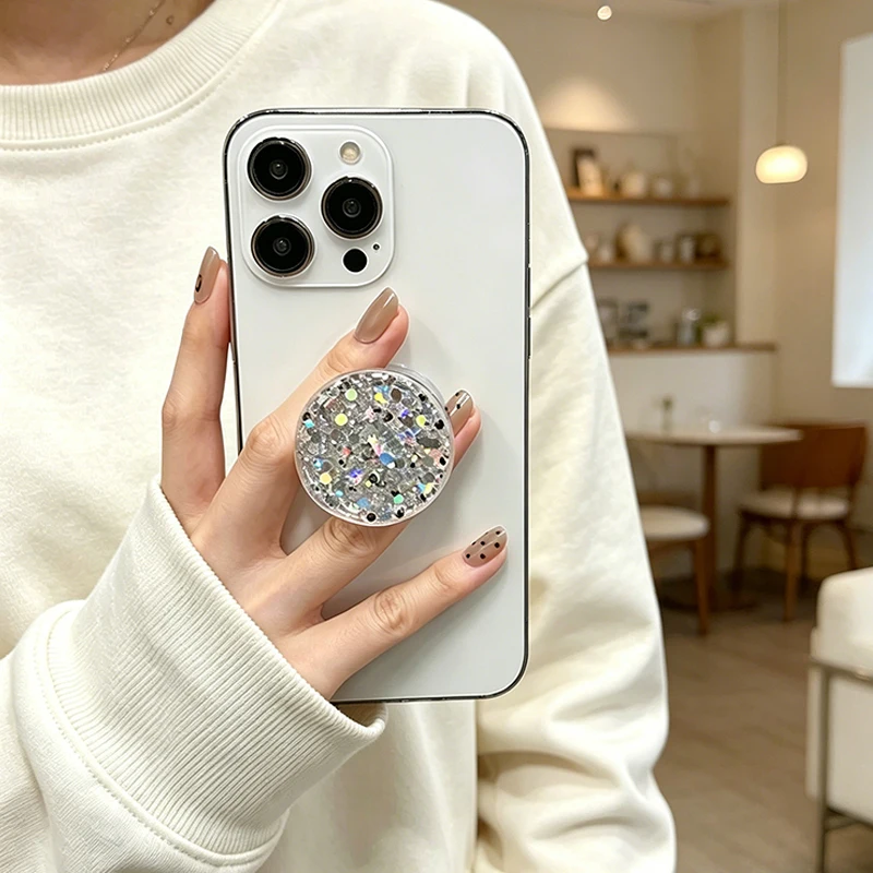 Glitter Foldable Phone Grip and Ring Holder with Adhesive