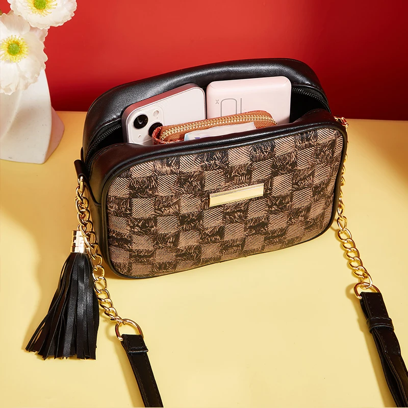 PU Leather Handbag For Women Tassel Shell Bag Crossbody Bag For Daily Commute Multi Compartment Zipper Shoulder Bag