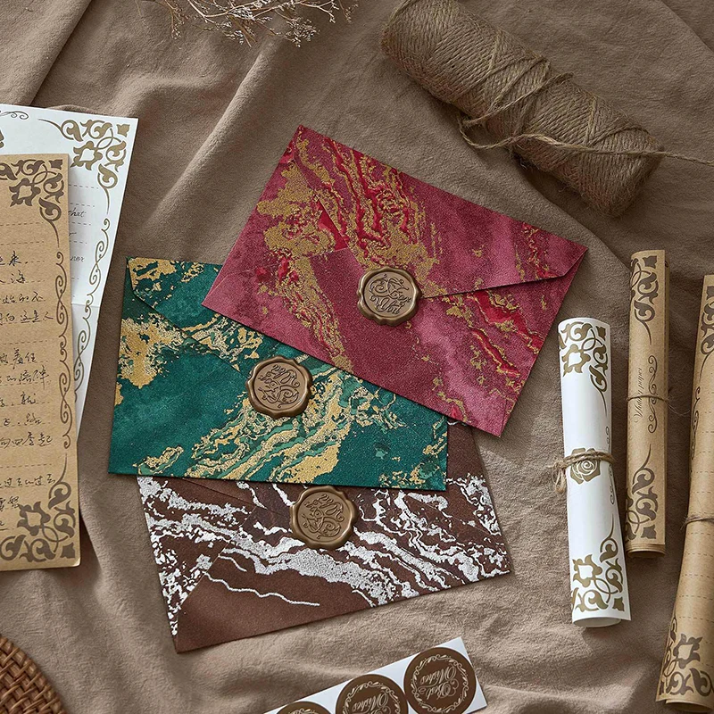 Gilt Embossed Envelopes Vintage Letter Paper DIY Postcard Wedding Invitation Card Cover Gift Wrap Korean Stationery Office 5pcs Kraft Paper Envelopes Mailing Envelopes Gift Card Envelopes
