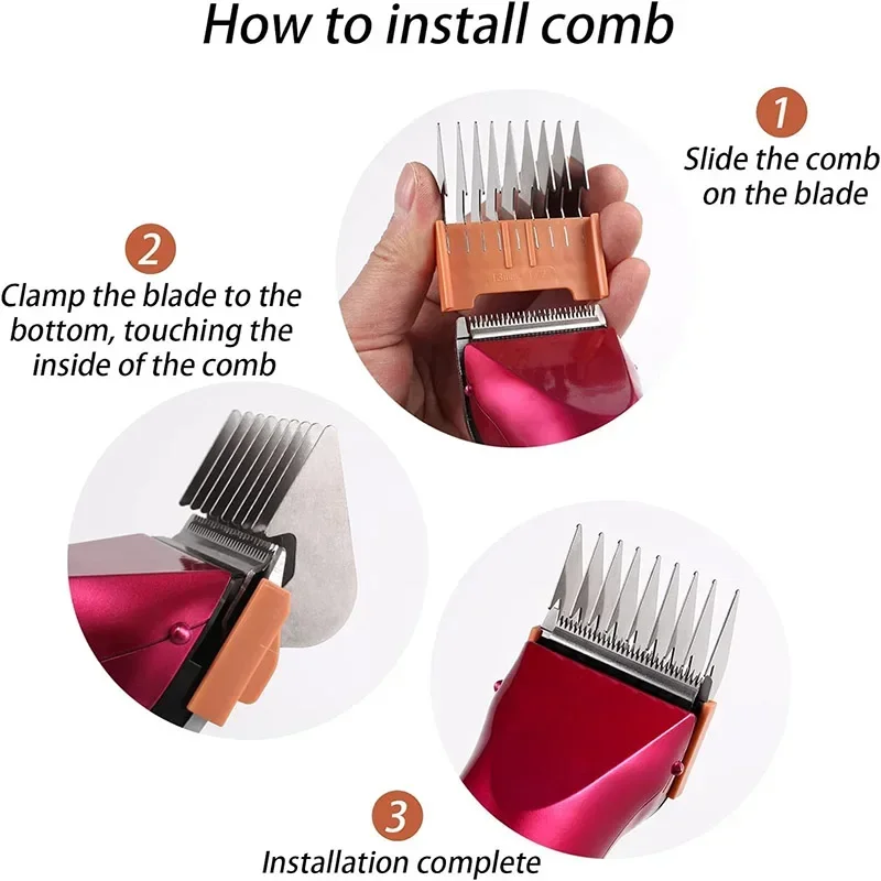 8pcs Pet Dog Cat Horse Steel Comb Set for Wahl Professional Animal Clipper Arco Bravura Chromado Creativa Figura Motion