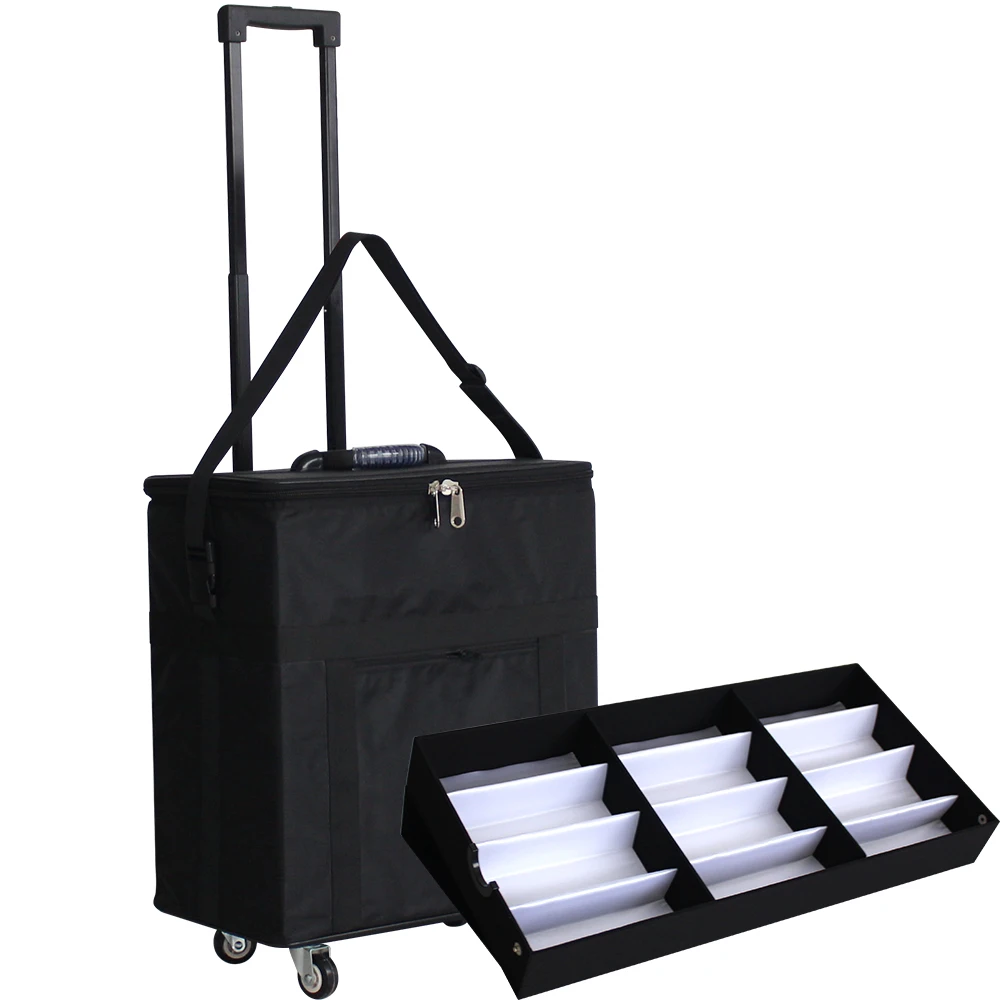 

Ready to Ship Black Oxford Sunglasses Suitcase For Display Eyeglasses Storage Box for Eyewear With Trays Trolley Case
