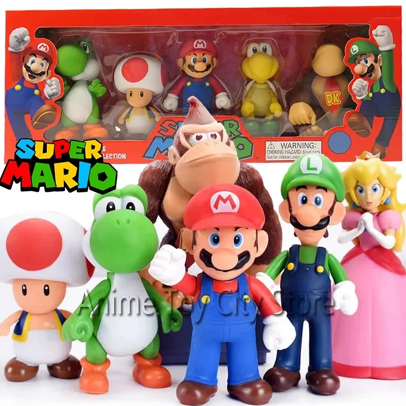 NUEVA figura de acción de Super Mario Bros en PVC, modelo de juguete, juego de anime, Luigi, Yoshi, Donkey Kong, hongo, para niños, regalos de cumpleaños