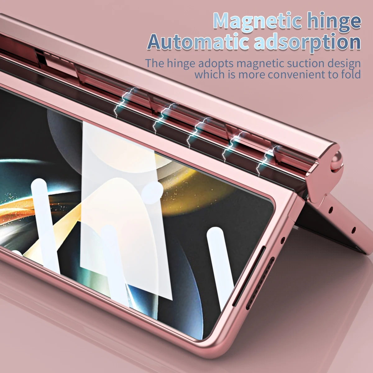 Plating Kickstand Magnetic Case For Samsung Galaxy Z Fold 6 5 4 3 With Touch Pen Full Screen Protector Glass Film Folding Cover
