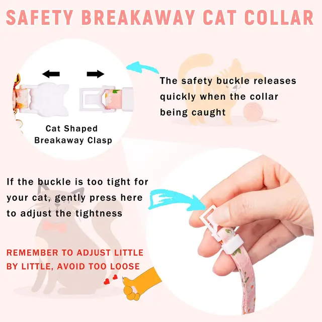 Airtag Cat Collar, Kitten Collar Breakaway with Silicone Airtag Holder, Bells & Flower Charm for Girl Cats Boy Cats Small Dogs 4