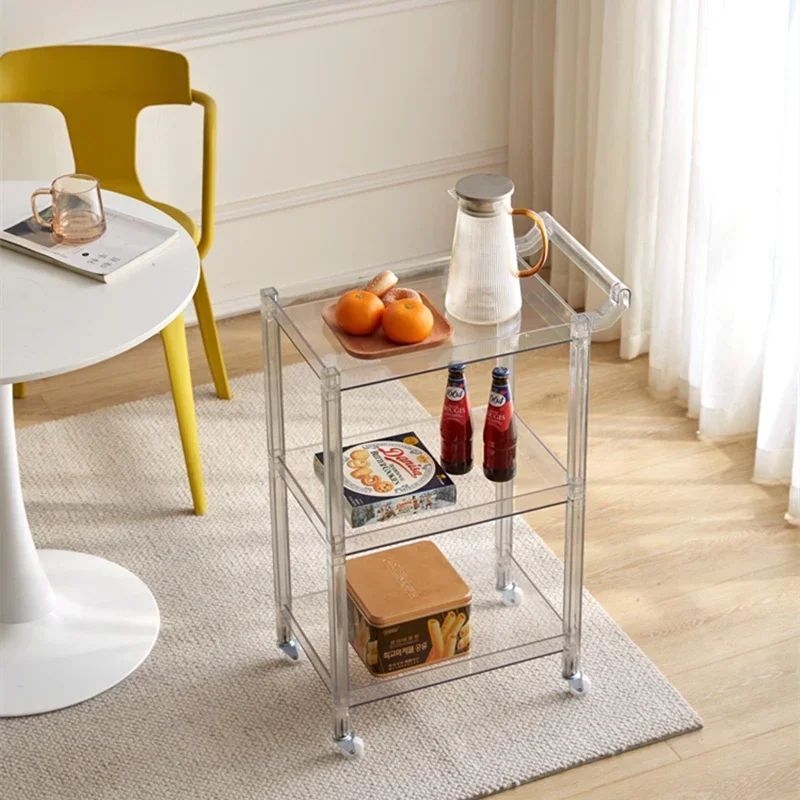 Plastics Transparent Salon Trolleys Serving Storage Waterproof Wheel Cart Square Unusual Muebles Dinning Set Furniture