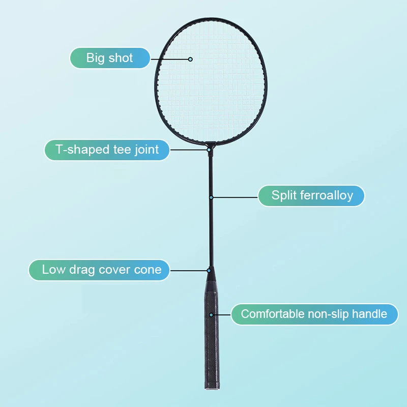 2pcs Badminton Racket Set Ultralight Split Ferro Alloy Adult Badminton Racket With Bag Attacking And Defending