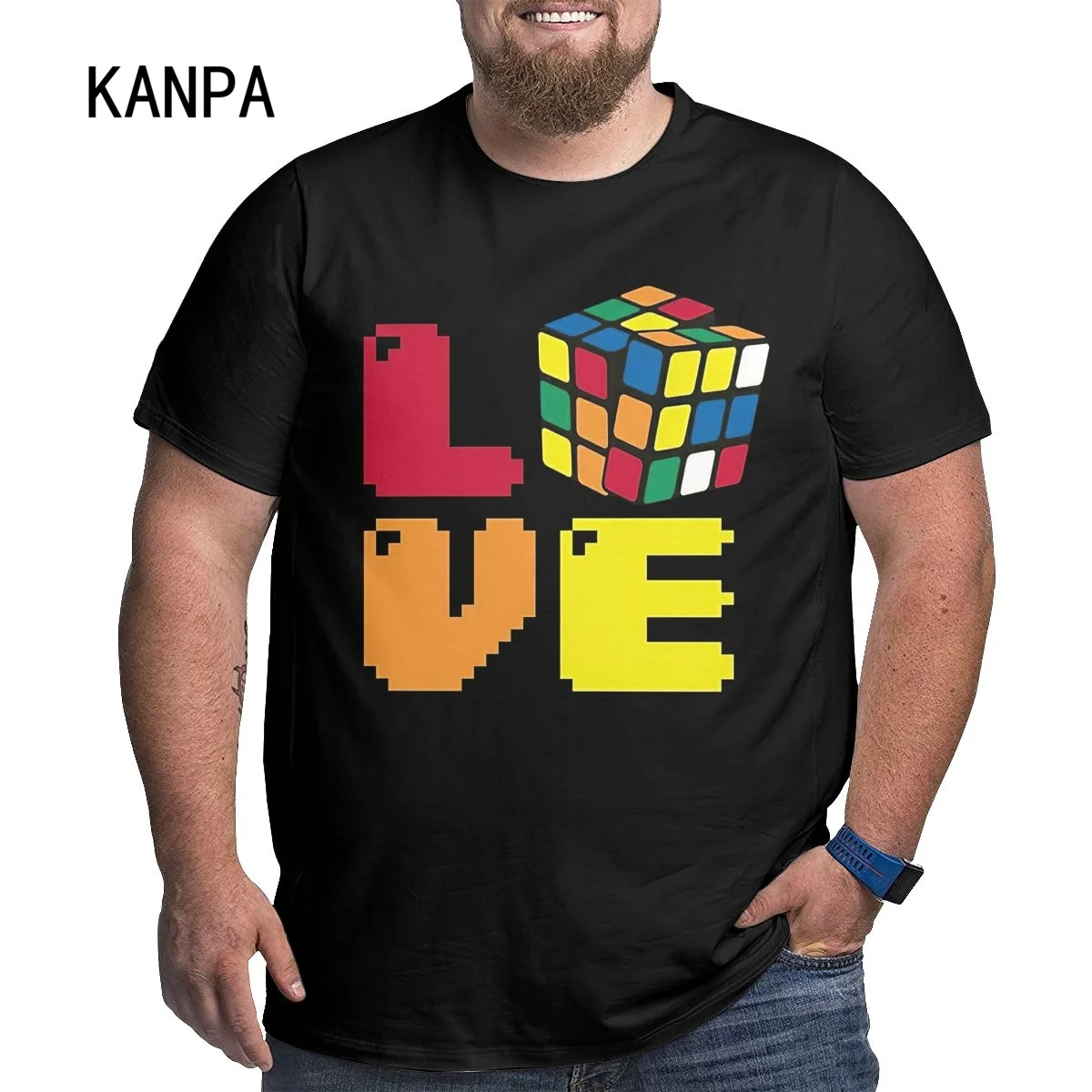 

Футболки с надписью Love Rubic Cube, футболки с графическим рисунком для крупных и высоких мужчин, новинка, мужские хлопковые топы, одежда 1XL-6XL