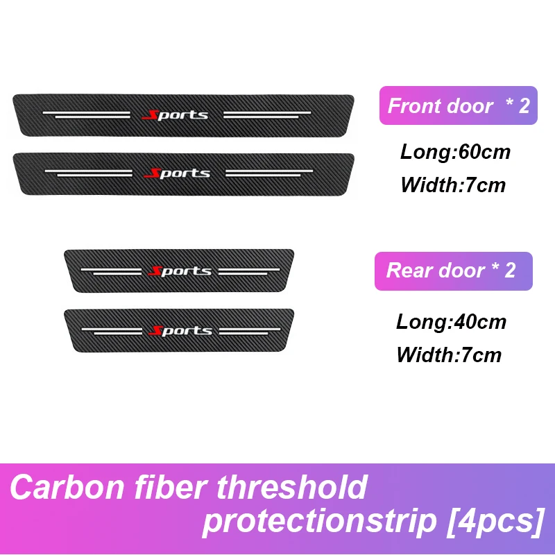 Carbon Fibre Car Door Sill Protective Strip Set - Sport Styling & Anti-Collision Decor