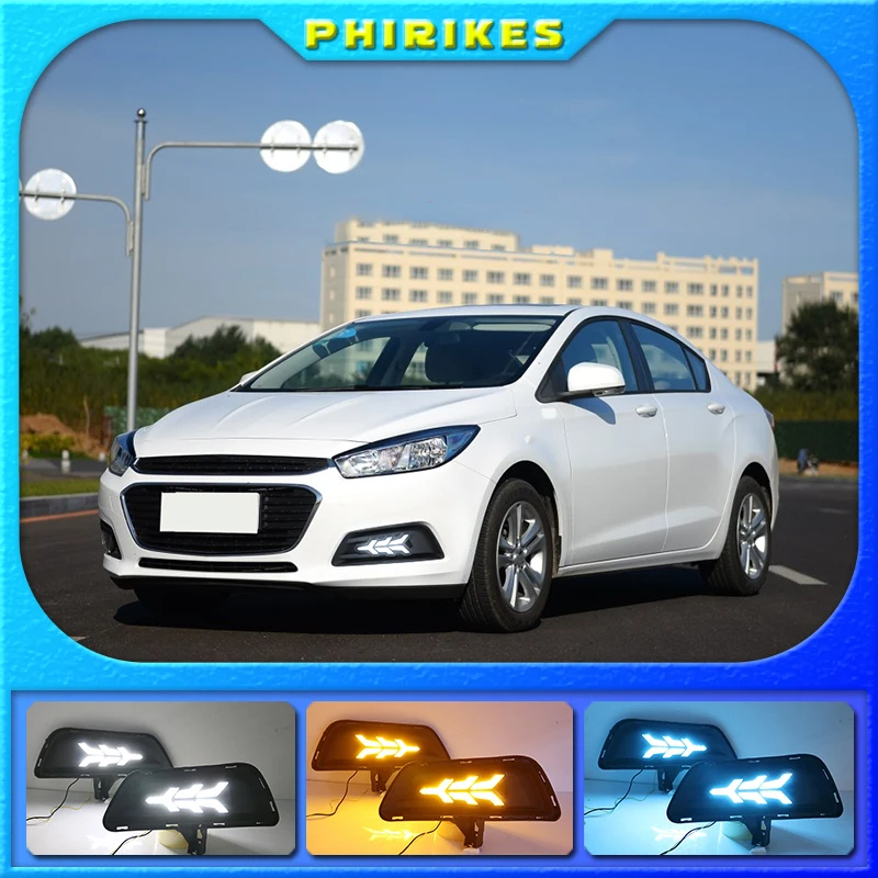 

2PCS For chevrolet cruze 2015 2016 DRL Daytime Running Light fog lamp cover with yellow turn signal