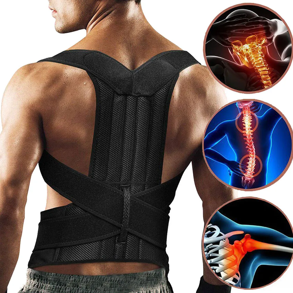 

Lumbar Column Posture Corrector Vest Adjustable Back Support Strap Reinforced Belt Shoulder Spine Brace Neck Stretcher Trainer