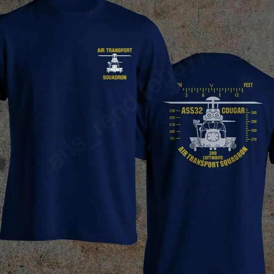 3RD Luftwaffe Chopper Air Transport Squadron AS532 Cougar Helicopter T-Shirt. Premium Cotton Short Sleeve O-Neck Mens T Shirt 3