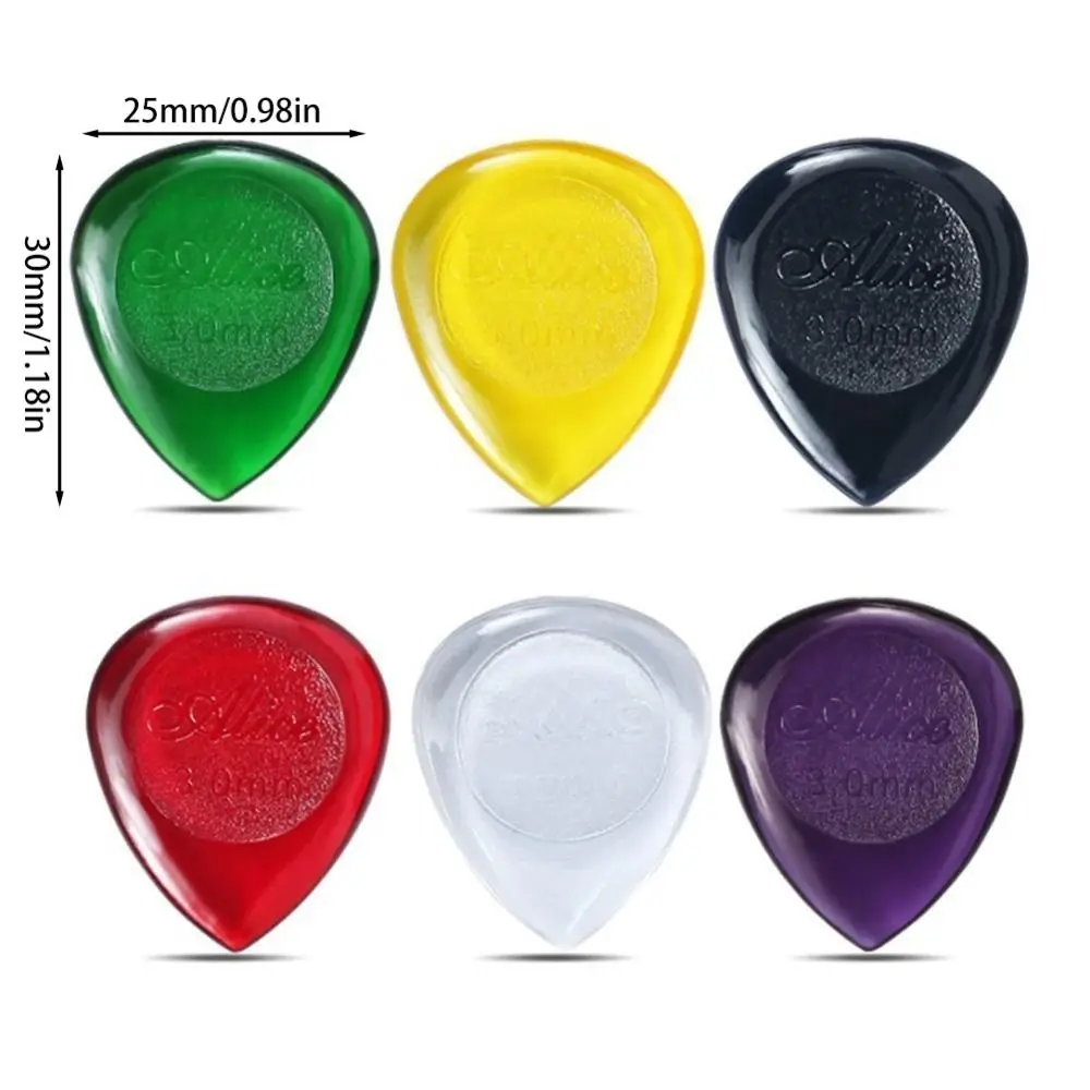 6Pcs 패션 1/2/3mm 기타 픽 빠른 픽업용 스터비 일렉트릭 베이스 기타 픽 ABS 기타 액세서리