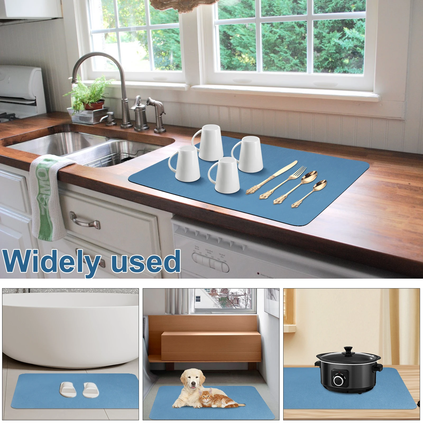 2 Pcs cutlery drying mats, super absorbent quick-drying tableware mats,  diatomite non-slip countertops, dining mats, kitchen - AliExpress