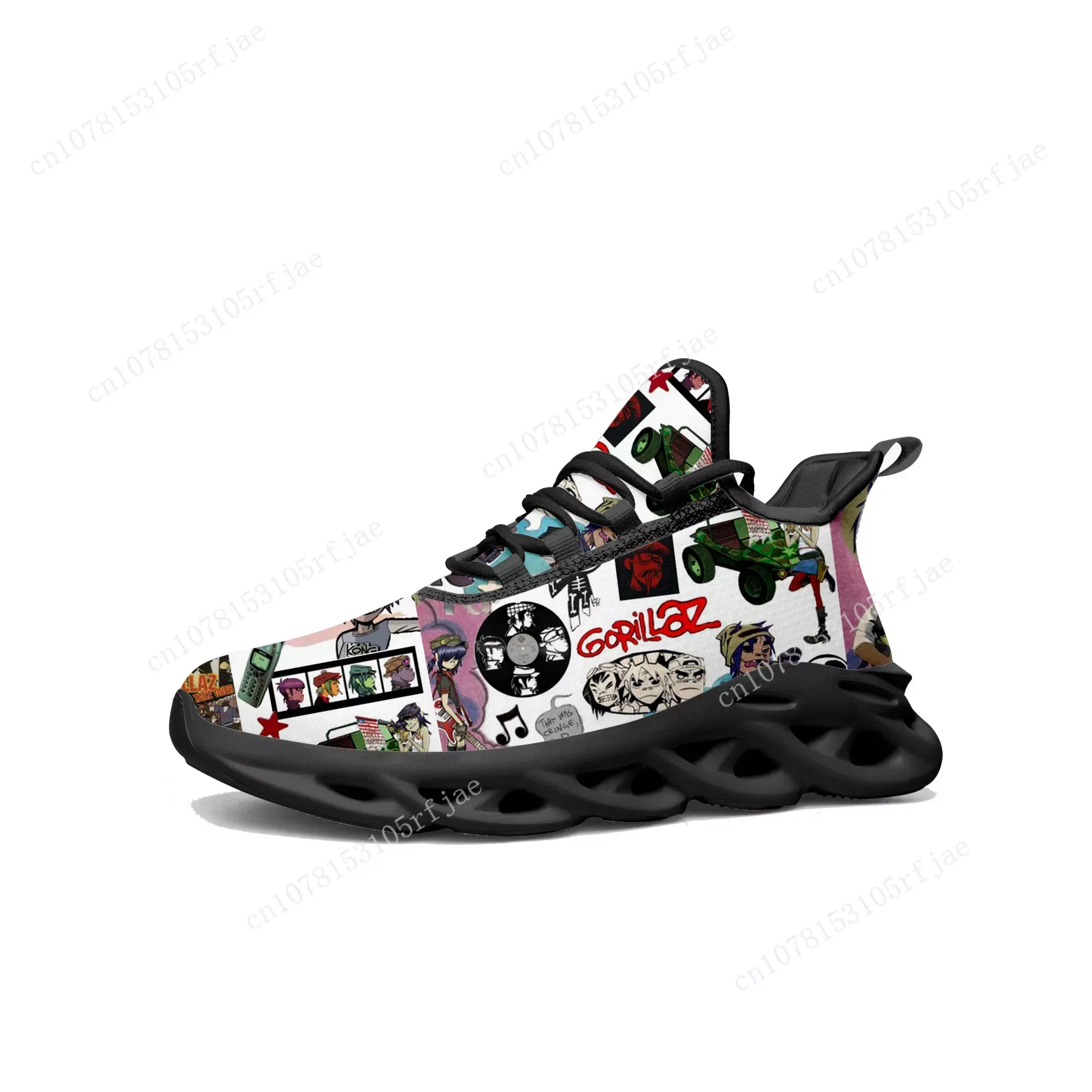 Gorillaz Band Flats Sneakers Mens Womens Sports Running Shoes High Quality Sneaker Lace Up Mesh Footwear Tailor-made Shoe Black