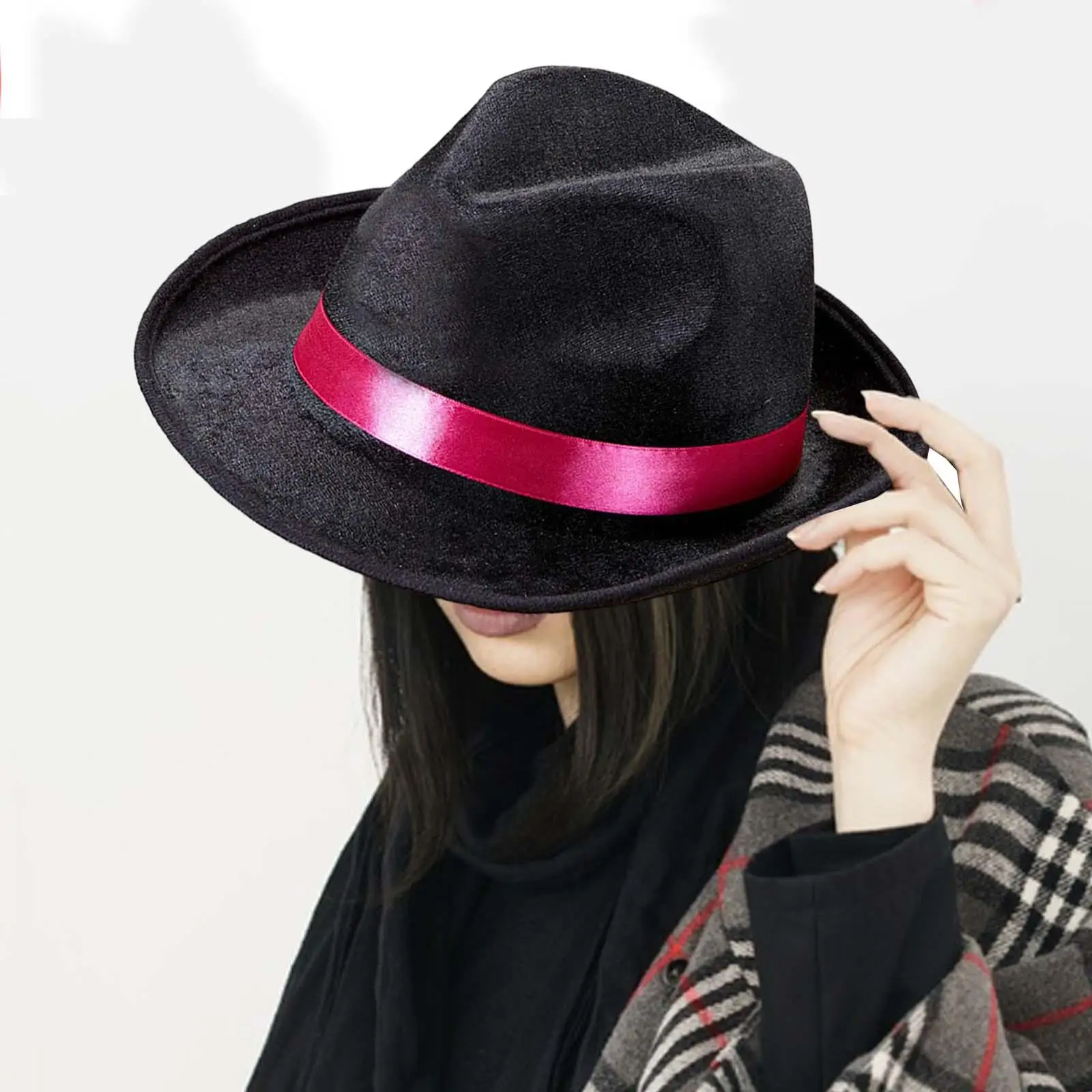 Fedora Hat Jazz Hat Derby Bowler Hat Men Women Fashion Headgear Panama Hat Top Hat for Rave Party Nightclub Travel Halloween