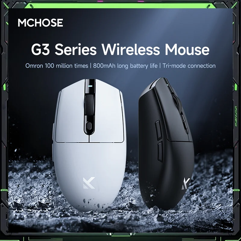 MCHOSE G3 Tri-Mode Wireless Gaming Mouse-12000DPI PAW3311 Sensor Multi-Device (PC/Laptop/Tablet) Esports-Level Precision