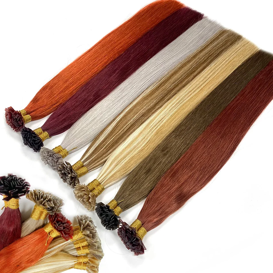 Human Hair Extensions Keratin Flat Tip Hairmony Tip Extension