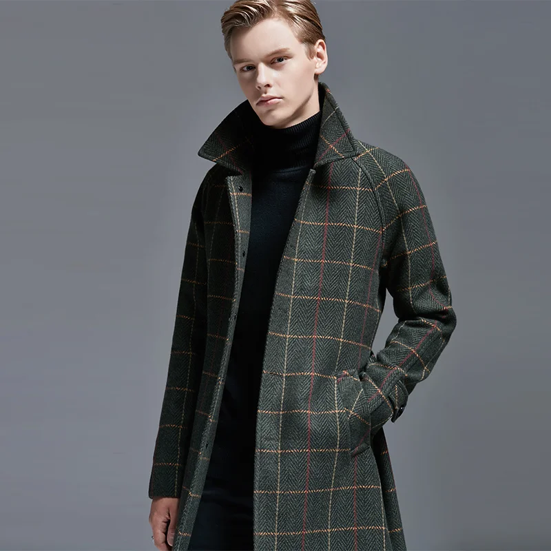 

Autumn and Winter New Style Men Woolen Trench Coat Mid-length Overcoat Men's Hsome Coats Jackets Plus size 5XL 6XL