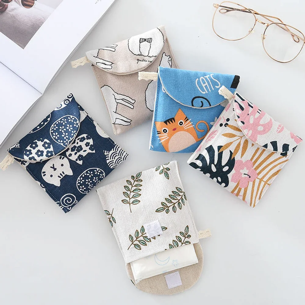 

Mini Sanitary Napkin Storage Bag Cotton Coin Purse Credit Card Cases Tampon Pad Pouch Cosmetics Organizer Storage Bags for Women