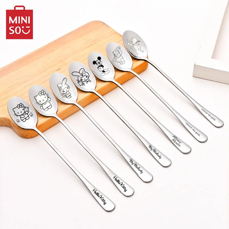 

Sanrio Hello Kitty Metal Stainless Steel Spoon Forks Melody Mickey Coffee Spoon Fruit Fork Cake Spoon Food Picks Kids Toy Gifts