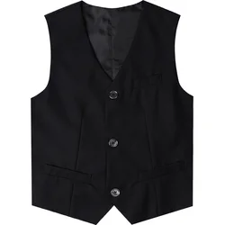 Kids Navy Dress Suit - Black Vest Boys Formal Blazer Toddler Wedding & Party Outfit - 16 Years Old (2)