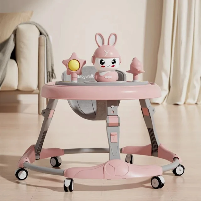 6-18 Months Regular Wheel Plate Style 7-speed Adjustable Music Multifunctional Anti Rollover Foldable Walker for Babies Aged 5