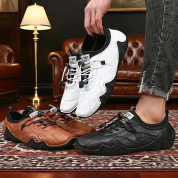 أحذية رجالية عادية بمقدمة مستديرة أحذية مسطحة مريحة مصنوعة يدويًا أحذية بدون كعب أنيقة فاخرة أحذية عالية الجودة Zapatillas De Deporte 6