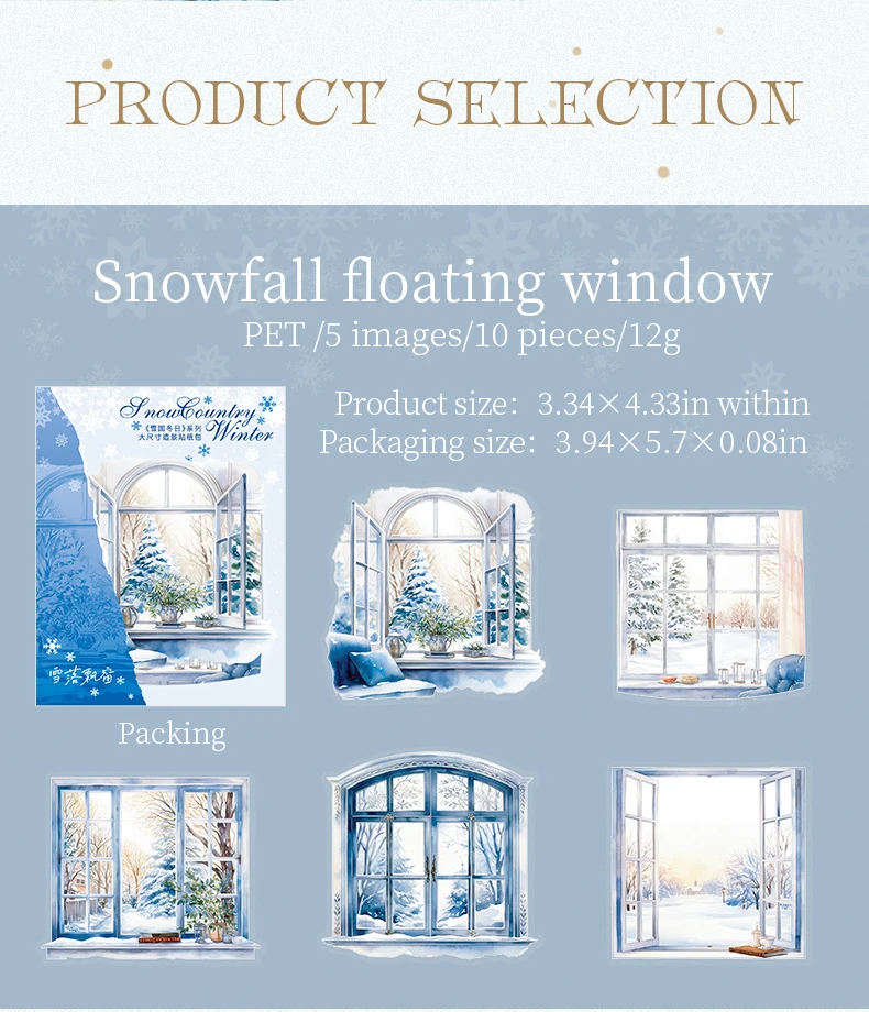10 teile/paket Winter schnee landschaft PET Aufkleber DIY Scrapbooking Dekor Fotoalbum Kreative Schreibwaren Collage Materialien Aufkleber – Detail 12