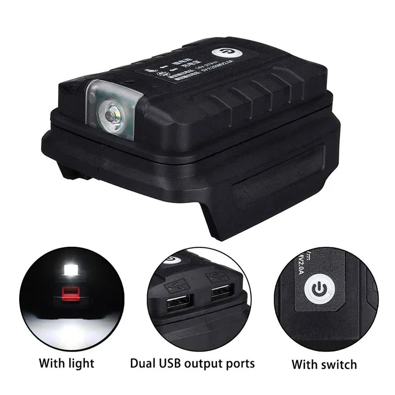 Portable LED Light with Dual USB Li-ion Battery Adapter