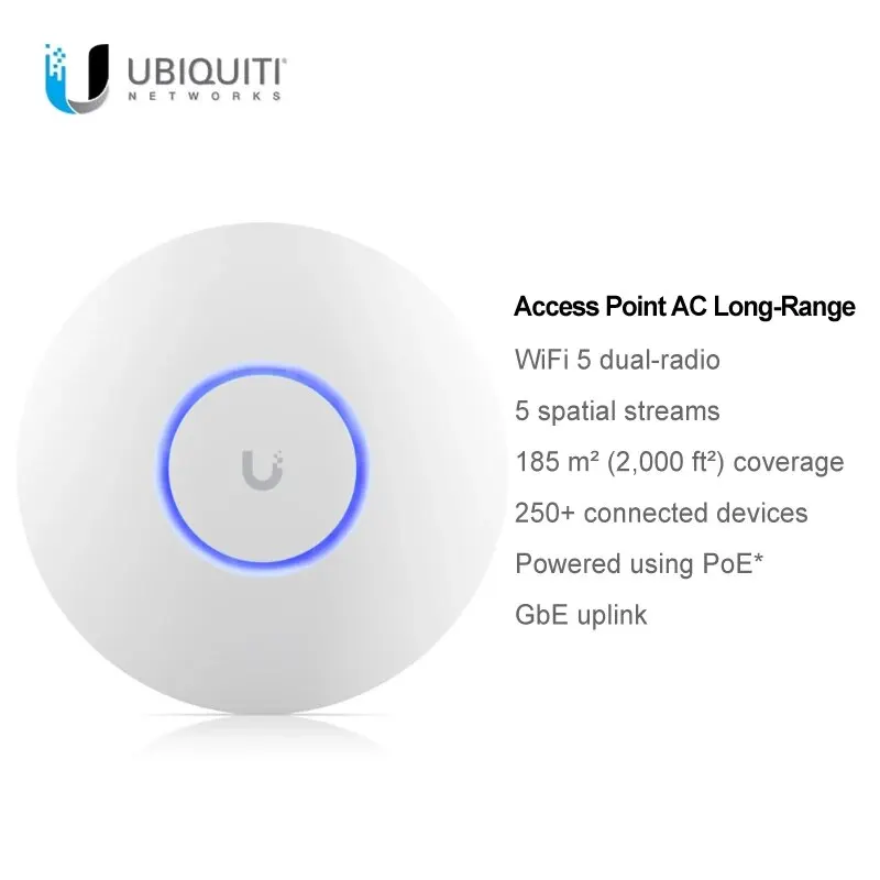 Ubiquiti Unifi Networks Access Point Ac A Lungo Raggio (Uap-Ac-Lr),Wifi 5 Dual-Radio, Alimentato Utilizzando Poe