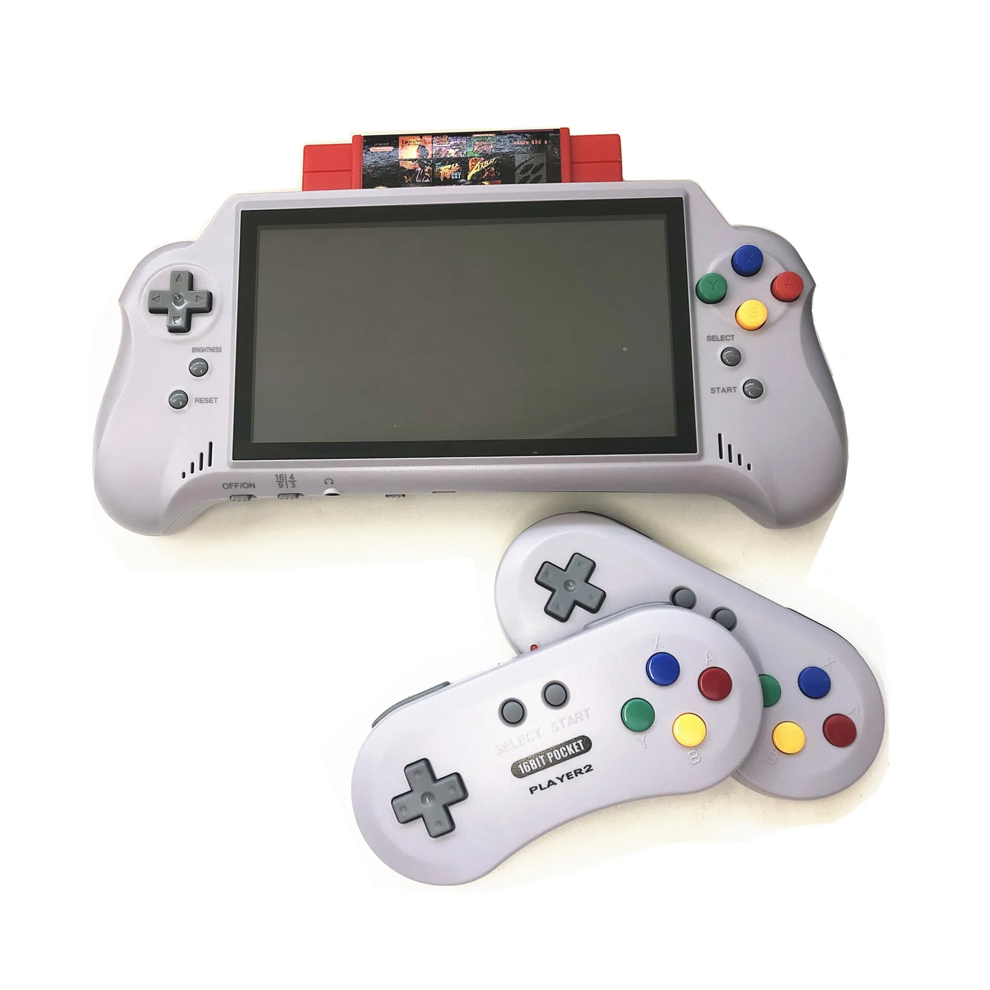 

16BIT HD ULTRA SNES POCKET RETROAD 5PLUS Video Game Console Handheld Player 7inch Big Screem 2.4G Wireless Controllers