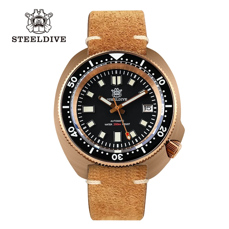 STEELDIVE Watch 1970 Men CuSn8 Bronze Diver Watch Mechanical NH35 Automatic Sapphire Crystal 200m Waterproof Luminous Watches coach men's watches