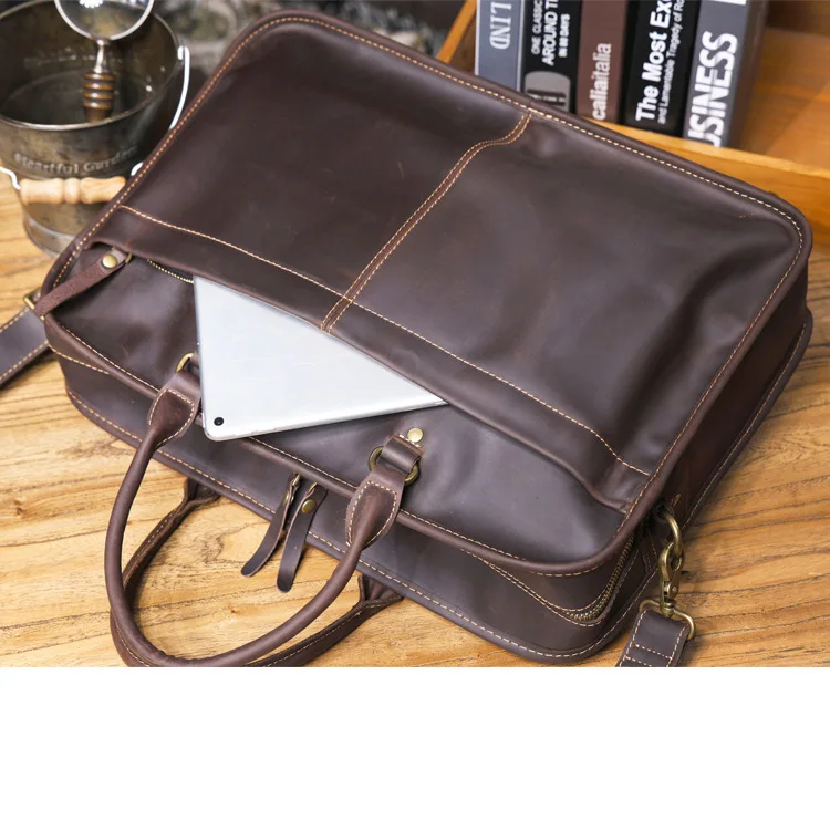 Business-Vintage-Aktentasche aus Rindsleder der ersten Schicht für Herren, große Aktentasche, lässige Designer-Handtasche aus echtem Leder, Computertasche, Messenger-Tasche – Detail 27