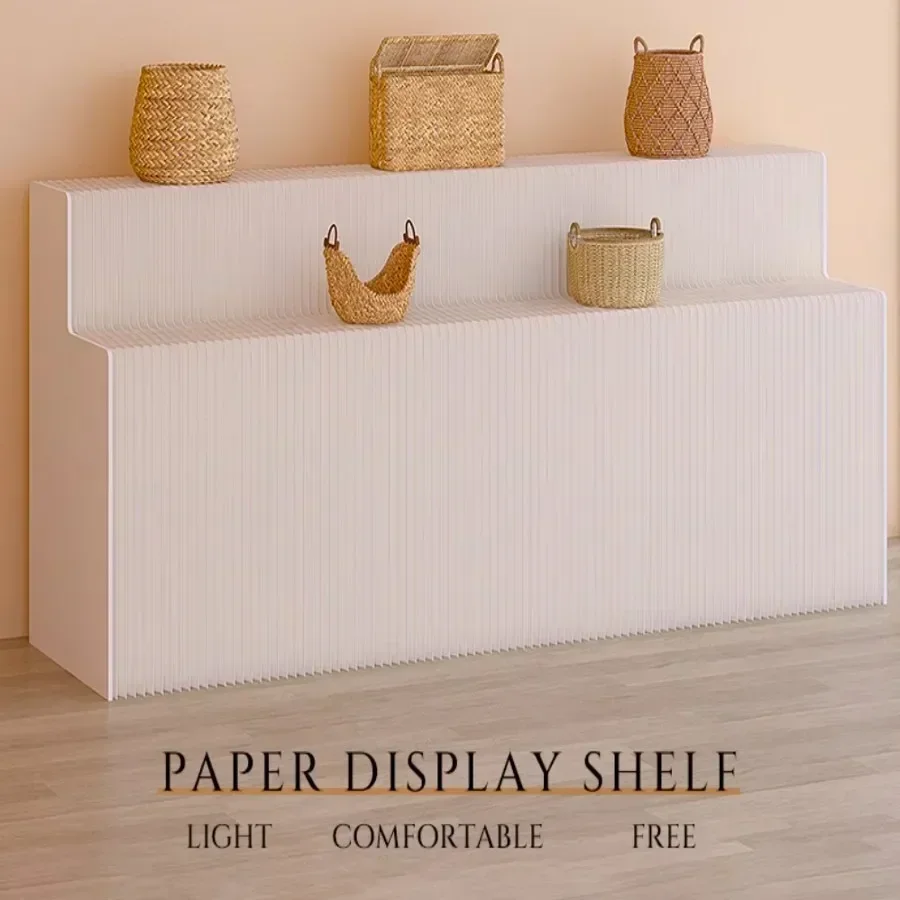 Portable 2-Tier Organ Paper Folding Display Stand Cake Dessert Show Removable Handbags Display Rack Jewelry Showcase Storage