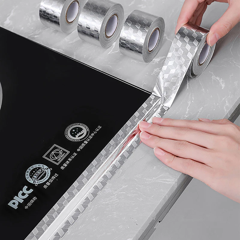 

High Temperature Resistance Aluminum Foil Tape Kitchen Pipe Repair Tape Adhesive Sealing Foil Heat Insulation Leak Proof Tape