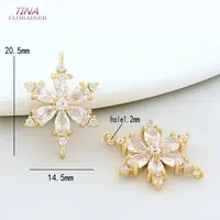 Breloques en laiton couleur or 14K, 6 pièces, 13.5x18MM, 2 trous, fleurs, pendentifs, collier, fournitures de fabrication de bijoux, accessoires de bricolage 6