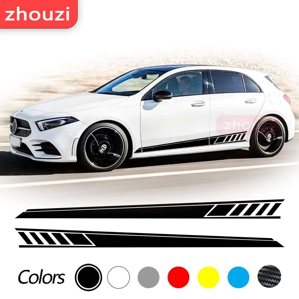 

Наклейка на юбку в полоску на дверь автомобиля, 2 шт., для Mercedes Benz W177 A Class AMG A35 4matic A45 S 2018-подарок A220 A250, аксессуары
