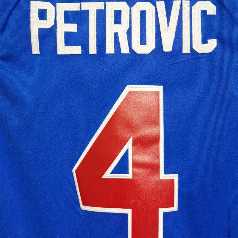 4 Drazen Petrovic JUGOSLAVIJA Outdoor sports jersey Blue Croatia basketball jerseys