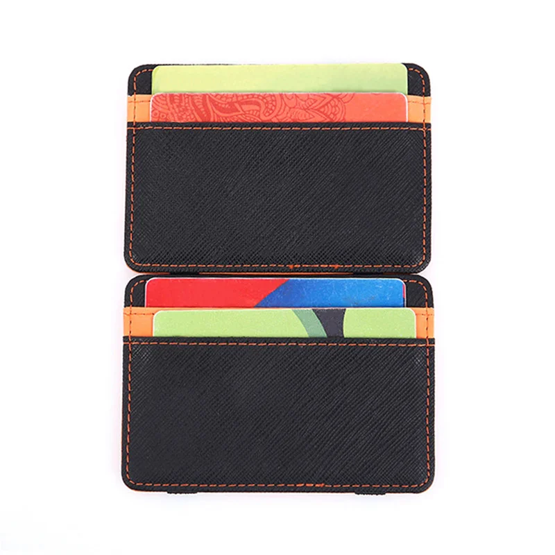 1PC Ultra Thin PU Leather Women Men Magic Wallets Short Business Credit Card Holder Clutch Bag Case Pouch Mini Small Coin Purses 2