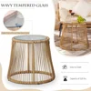 3 Piece Patio Furniture Sets with Egg Chair, Small Outdoor Bistro Chair Conversation Sofa Set W/Coffee Table & Ice Bucket 5
