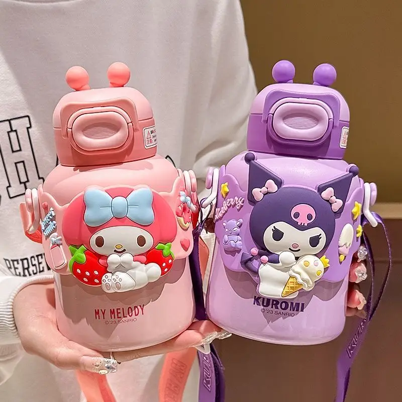 

Sanrio аниме мультфильм Hello Kitty Kuromi My melody Kawaii детский термос чашка женский 316 пищевой детский соломенный чайник