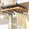 Hanging Rack Under Kitchen Cabinet Household iron art organizing rack cutting board rack hook pot cover utensils storage rack 4