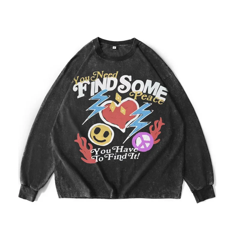 

dpoy original design retro round neck T-shirt long sleeve 230g pure cotton 002