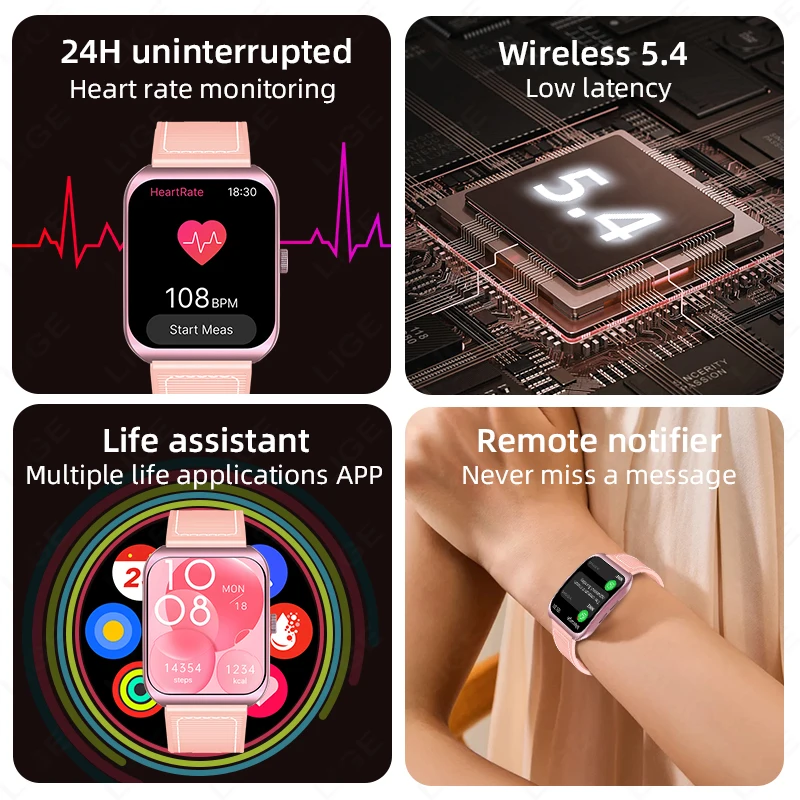 LIGE 2025 New Smartwatch Dynamic Island Bluetooth Talking Heart Rate Sleep Monitor Sports Smart Watch For Women Men Holiday Gift