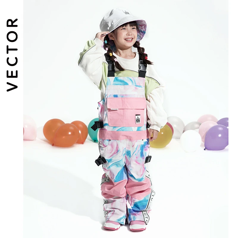 VECTOR Boys and Girls Ski Pants Straight Overalls Jumpsuit Skiing Bib Waterproof Winter Warm Windproof Outdoor Sports Snowboard